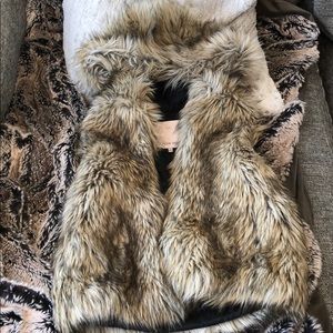 Brown Faux Fur Vest with hoodie from Sunday Best